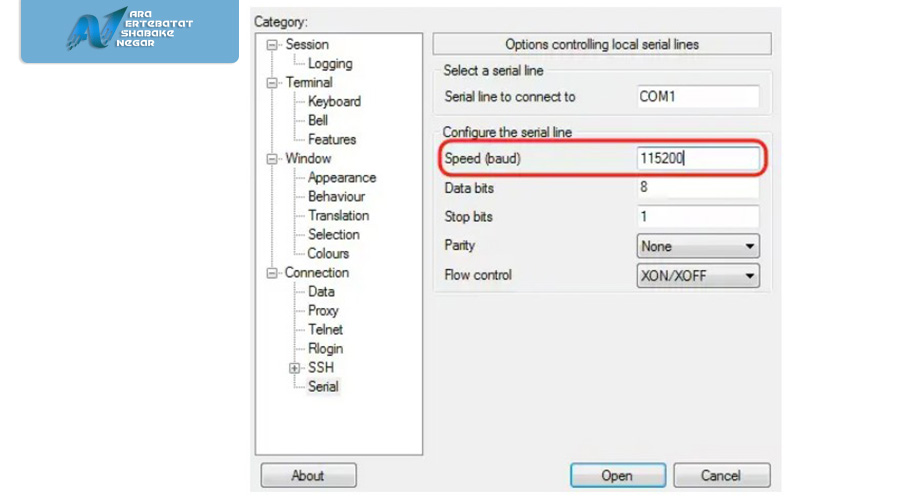 تنظیمات putty برای اتصال به سوئیچ سیسکو 